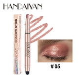 Metallic Double-head Eyeshadow Stick Diamond Shimmer Highlighter Pencil Ultra Pigmented Long Lasting Cream Eye Shadow Sponge Pen